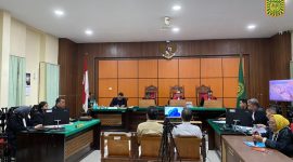 Suasana sidang perdana perkara dugaan tindak pidana korupsi Dana Hibah Yayasan Mujahidin Kalimantan Barat di Pengadilan Tindak Pidana Korupsi pada Pengadilan Negeri Pontianak, Selasa (2/6/2026),
