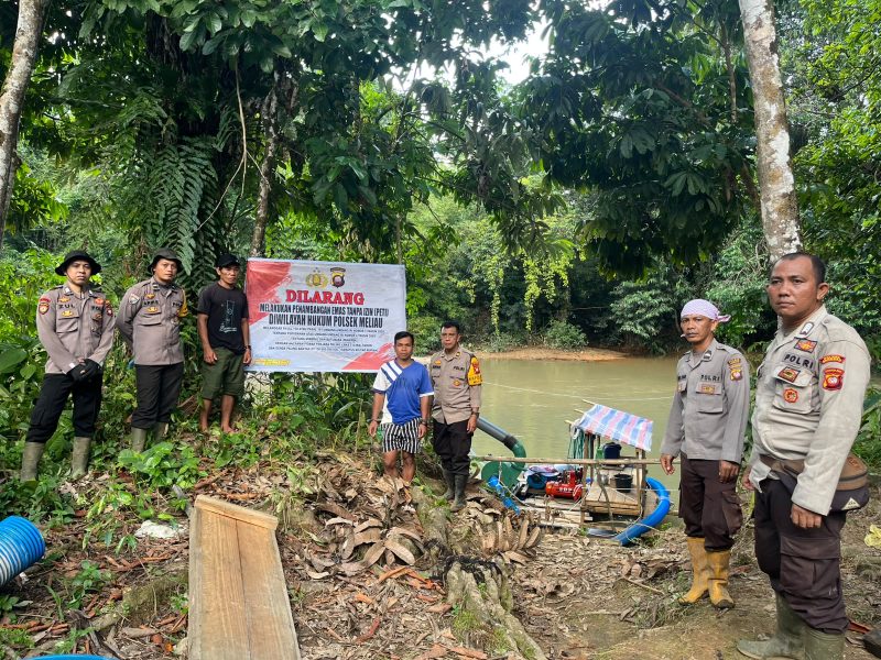 larangan aktivitas Pertambangan Emas Tanpa Izin (PETI) di wilayah Kecamatan Meliau, Kabupaten Sanggau, pada Sabtu (6/6/2026)