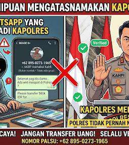 Waspada Penipuan, Nomor WhatsApp Mengatasnamakan Kapolres Melawi Beredar